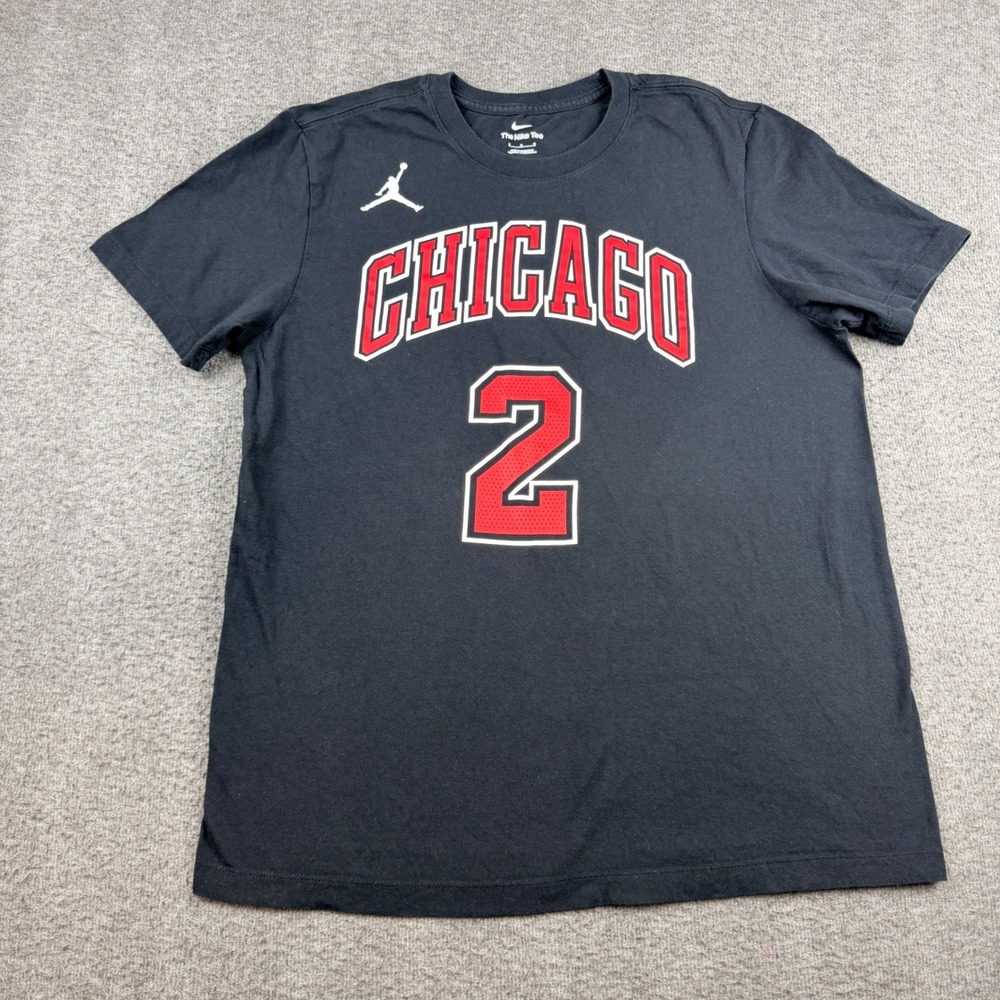 Nike Jordan Chicago Bulls Lonzo Ball‎ #2 NBA Player Tee Black Men's M Medium